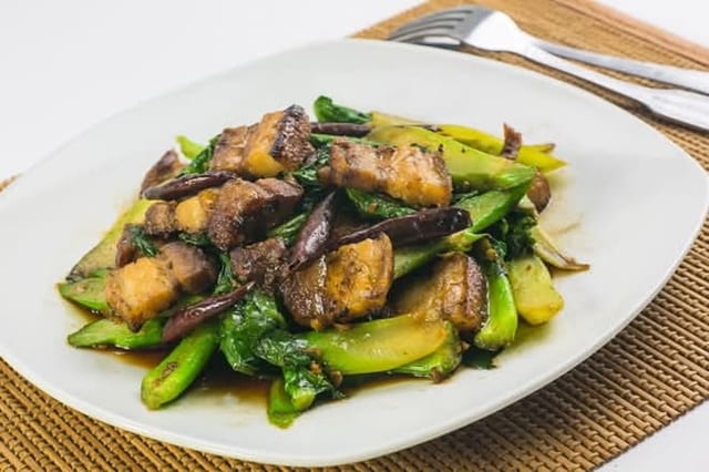 Chinese Broccoli with Crispy Pork Belly.